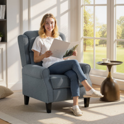 HOMCOM Recliner Armchair with Extended Leg Rest - Grey - thumbnail 2