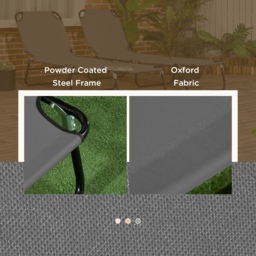 Outsunny Folding Sun Loungers Set of 2, Outdoor Day Bed with 5-Position Adjustable Backrest with Breathable Mesh for Beach, Patio, Dark Grey - thumbnail 6