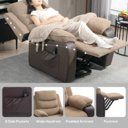 HOMCOM Power Lift Recliner Chair for Elderly, Patchwork Design Oversized Electric Riser and Recliner Armchair for Living Room, Brown - thumbnail 7