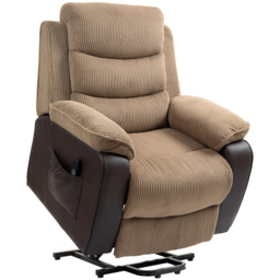 HOMCOM Power Lift Recliner Chair for Elderly, Patchwork Design Oversized Electric Riser and Recliner Armchair for Living Room, Brown - thumbnail 1