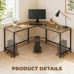 HOMCOM Corner L-Shape Computer Desk PC Workstation Writing Gaming Table Home Office - thumbnail 7
