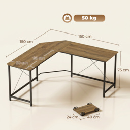 HOMCOM Corner L-Shape Computer Desk PC Workstation Writing Gaming Table Home Office - thumbnail 3