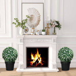 HOMCOM Set of Two Artificial Boxwood Balls Plants - White - thumbnail 7