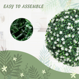 HOMCOM Set of Two Artificial Boxwood Balls Plants - White - thumbnail 5