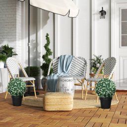 HOMCOM Set of Two Artificial Boxwood Balls Plants - White - thumbnail 9