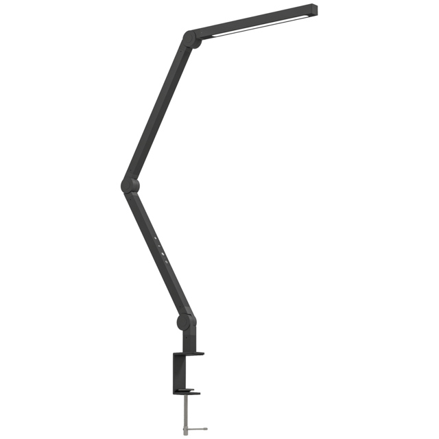 HOMCOM LED Desk Lamp, Dimmable Desk Light with Swing Arm and Clamp, Adjustable Eye-Caring Table Lamp with 2 Colour Modes & 5 Brightness Levels for Study, Drawing, Office, Architect, Task, Black - image 1