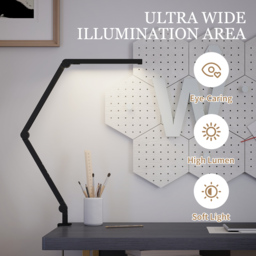 HOMCOM LED Desk Lamp, Dimmable Desk Light with Swing Arm and Clamp, Adjustable Eye-Caring Table Lamp with 2 Colour Modes & 5 Brightness Levels for Study, Drawing, Office, Architect, Task, Black - thumbnail 6