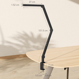HOMCOM LED Desk Lamp, Dimmable Desk Light with Swing Arm and Clamp, Adjustable Eye-Caring Table Lamp with 2 Colour Modes & 5 Brightness Levels for Study, Drawing, Office, Architect, Task, Black - thumbnail 3