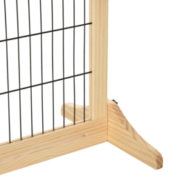 PawHut Adjustable Wooden Pet Gate, Freestanding Dog Barrier Fence with 2 Panels for Doorway, Hallway, 69H x 104-183 cm, Natural - thumbnail 8