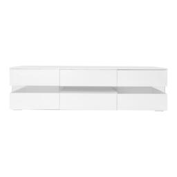 High-Gloss LED TV Cabinet with App-Controlled LED Lighting, Modern TV Stand with 2 Open Shelves, 160L x 38W x 50.5H cm, White - Aosom UK - thumbnail 2