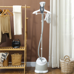 HOMCOM Clothes Steamer, Upright Garment Steamer Wrinkle Remover with Large 1.8L Water Tank, Adjustable Height, for Home Clothing, Light Grey - thumbnail 2