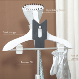 HOMCOM Clothes Steamer, Upright Garment Steamer Wrinkle Remover with Large 1.8L Water Tank, Adjustable Height, for Home Clothing, Light Grey - thumbnail 9