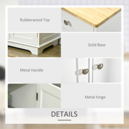 HOMCOM Modern Sideboard with Rubberwood Top, Buffet Cabinet with Storage Cabinets, Drawers and Adjustable Shelves for Living Room, White - Aosom UK - thumbnail 6