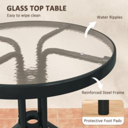 Outsunny 3 Piece Bistro Set, Outdoor Patio Table & Stackable Chairs with Tempered Glass Top, Space Saving Garden Furniture, Charcoal Grey - Aosom UK - thumbnail 6