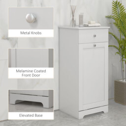 HOMCOM Bathroom Cabinet with Laundry Basket, Bathroom Storage Unit with Foldable Laundry Hamper and Drawer for Washroom, White - Aosom UK - thumbnail 5