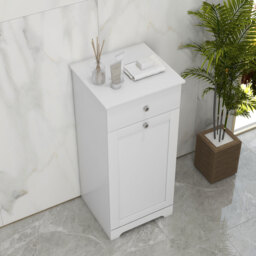 HOMCOM Bathroom Cabinet with Laundry Basket, Bathroom Storage Unit with Foldable Laundry Hamper and Drawer for Washroom, White - Aosom UK - thumbnail 8