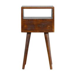 Solid Wood Mini Bedside Table with Smooth-Gliding Drawer and Open Shelf, Handcrafted Desk with Stain Finish, 30L x 30W x 57H cm, Brown - Aosom UK - thumbnail 6