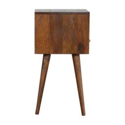 Solid Wood Mini Bedside Table with Smooth-Gliding Drawer and Open Shelf, Handcrafted Desk with Stain Finish, 30L x 30W x 57H cm, Brown - Aosom UK - thumbnail 7