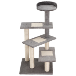 PawHut 100cm Cat Tree Uk Cat Tower Cat Tree for Large Cats, Solid Particle Board for Long Term Use, Beige & Grey - Aosom UK - thumbnail 1