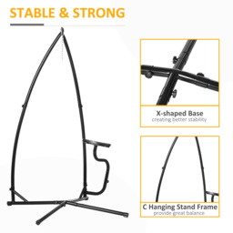 Outsunny Hammock Chair Stand Only Construction Heavy Duty Metal C-Stand for Hanging Hammock Chair Porch Swing Indoor or Outdoor Use - thumbnail 4