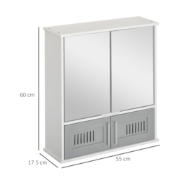 kleankin Wall-Mounted Bathroom Cabinet: Double Door Storage with Adjustable Shelf, Space-Saving Grey Organiser - Aosom UK - thumbnail 3