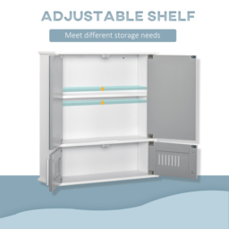 kleankin Wall-Mounted Bathroom Cabinet: Double Door Storage with Adjustable Shelf, Space-Saving Grey Organiser - Aosom UK - thumbnail 5