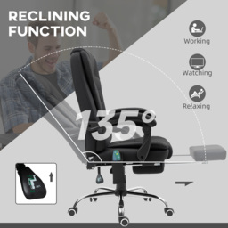 Vinsetto Heated 6 Points Vibration Massage Executive Office Chair Adjustable Swivel Ergonomic High Back Desk Chair with Footrest, Anti-Cat-Scratch, Black - thumbnail 5