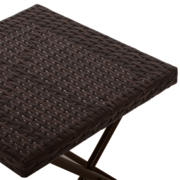 Outsunny Garden Small Folding Square Rattan Coffee Table Bistro Balcony Outdoor Wicker Weave Side Table 40H x 40L x 40Wcm Brown - thumbnail 9