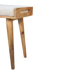 Solid Mango Wood Tray-Style Footstool with High-Resilience Cushioning, Upholstered Seat with Scandi Legs, 35L x 50W x 52H cm, Brown - Aosom UK - thumbnail 7