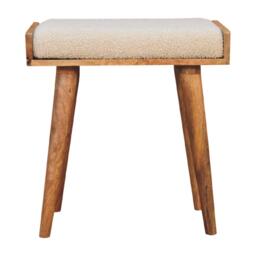 Solid Mango Wood Tray-Style Footstool with High-Resilience Cushioning, Upholstered Seat with Scandi Legs, 35L x 50W x 52H cm, Brown - Aosom UK - thumbnail 2