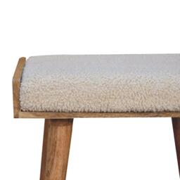Solid Mango Wood Tray-Style Footstool with High-Resilience Cushioning, Upholstered Seat with Scandi Legs, 35L x 50W x 52H cm, Brown - Aosom UK - thumbnail 6
