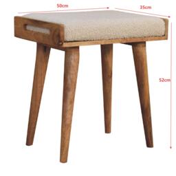 Solid Mango Wood Tray-Style Footstool with High-Resilience Cushioning, Upholstered Seat with Scandi Legs, 35L x 50W x 52H cm, Brown - Aosom UK - thumbnail 3