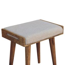 Solid Mango Wood Tray-Style Footstool with High-Resilience Cushioning, Upholstered Seat with Scandi Legs, 35L x 50W x 52H cm, Brown - Aosom UK - thumbnail 5
