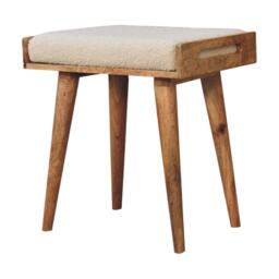 Solid Mango Wood Tray-Style Footstool with High-Resilience Cushioning, Upholstered Seat with Scandi Legs, 35L x 50W x 52H cm, Brown - Aosom UK - thumbnail 8