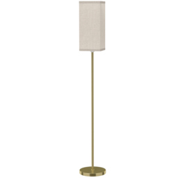 HOMCOM Floor Lamp, Modern Standing Lamp with Linen Shade and Foot Switch, Tall Lamps for Bedroom, Bulb not Included, Gold Tone - thumbnail 1