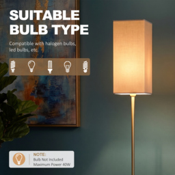 HOMCOM Floor Lamp, Modern Standing Lamp with Linen Shade and Foot Switch, Tall Lamps for Bedroom, Bulb not Included, Gold Tone - thumbnail 5