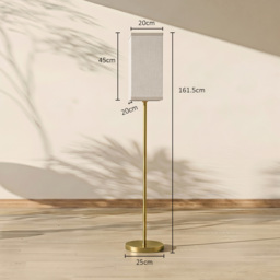 HOMCOM Floor Lamp, Modern Standing Lamp with Linen Shade and Foot Switch, Tall Lamps for Bedroom, Bulb not Included, Gold Tone - thumbnail 3
