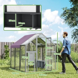 PawHut Large Walk In Chicken Run with Waterproof & Anti-UV Cover, for 6-8 Chickens, for Garden, Farm, 5.5' x 6' x 6' - thumbnail 3