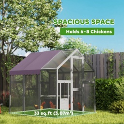 PawHut Large Walk In Chicken Run with Waterproof & Anti-UV Cover, for 6-8 Chickens, for Garden, Farm, 5.5' x 6' x 6' - thumbnail 5