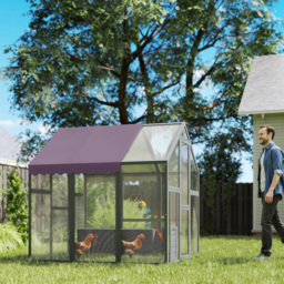 PawHut Large Walk In Chicken Run with Waterproof & Anti-UV Cover, for 6-8 Chickens, for Garden, Farm, 5.5' x 6' x 6' - thumbnail 9