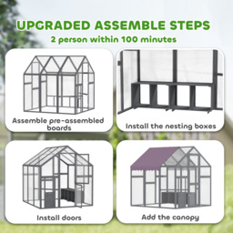 PawHut Large Walk In Chicken Run with Waterproof & Anti-UV Cover, for 6-8 Chickens, for Garden, Farm, 5.5' x 6' x 6' - thumbnail 4