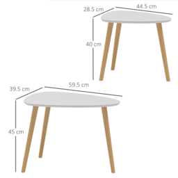 HOMCOM Nesting Coffee Table, Set of 2 Side Tables, Stacking End Tables with Solid Wood Legs, for Living Room Bedroom, Light Grey - thumbnail 3