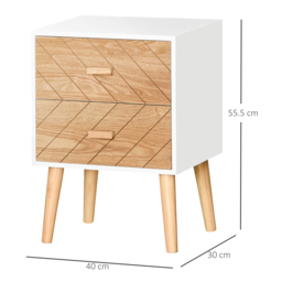 HOMCOM Nordic Style 2 Drawers Side Cabinet Wooden Bedside Table Storage Chest Scandinavian Home Furniture - thumbnail 3