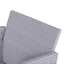 Outsunny 2 Seater PE Rattan Garden Furniture Set, 2 Armchairs 2 Stools Glass Top Table Cushions Wicker Weave Chairs Outdoor Seating - Grey - Aosom UK - thumbnail 8