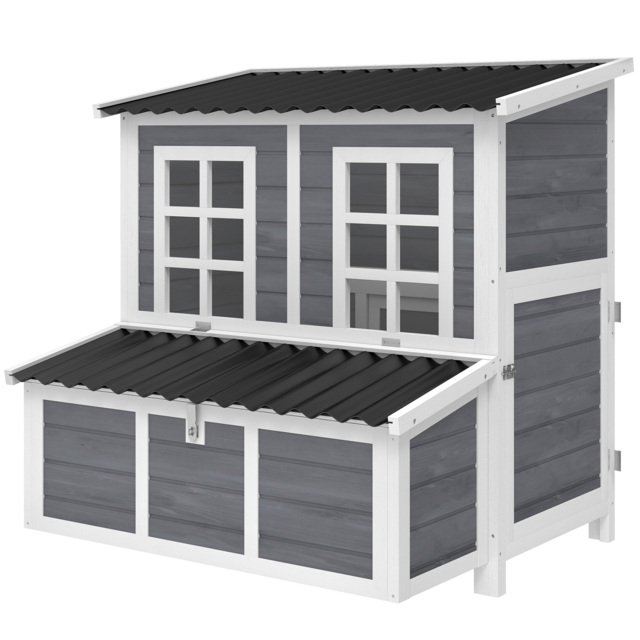 PawHut Wooden Chicken Coop with Nesting Box, Slide-Out Tray, Perches, for 4-6 Chickens, 100 x 86 x 100cm - image 1