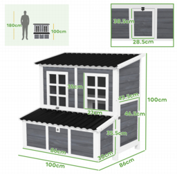PawHut Wooden Chicken Coop with Nesting Box, Slide-Out Tray, Perches, for 4-6 Chickens, 100 x 86 x 100cm - thumbnail 3