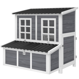 PawHut Wooden Chicken Coop with Nesting Box, Slide-Out Tray, Perches, for 4-6 Chickens, 100 x 86 x 100cm - thumbnail 1