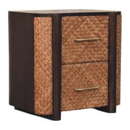 Solid Mango Wood Nightstand, 2-Drawers, Bedside Chest for Living Room/Bedroom, 38L x 50W x 50H cm, Brown - Aosom UK - thumbnail 6