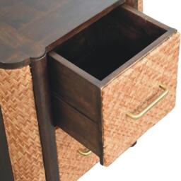 Solid Mango Wood Nightstand, 2-Drawers, Bedside Chest for Living Room/Bedroom, 38L x 50W x 50H cm, Brown - Aosom UK - thumbnail 5