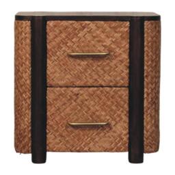 Solid Mango Wood Nightstand, 2-Drawers, Bedside Chest for Living Room/Bedroom, 38L x 50W x 50H cm, Brown - Aosom UK - thumbnail 2